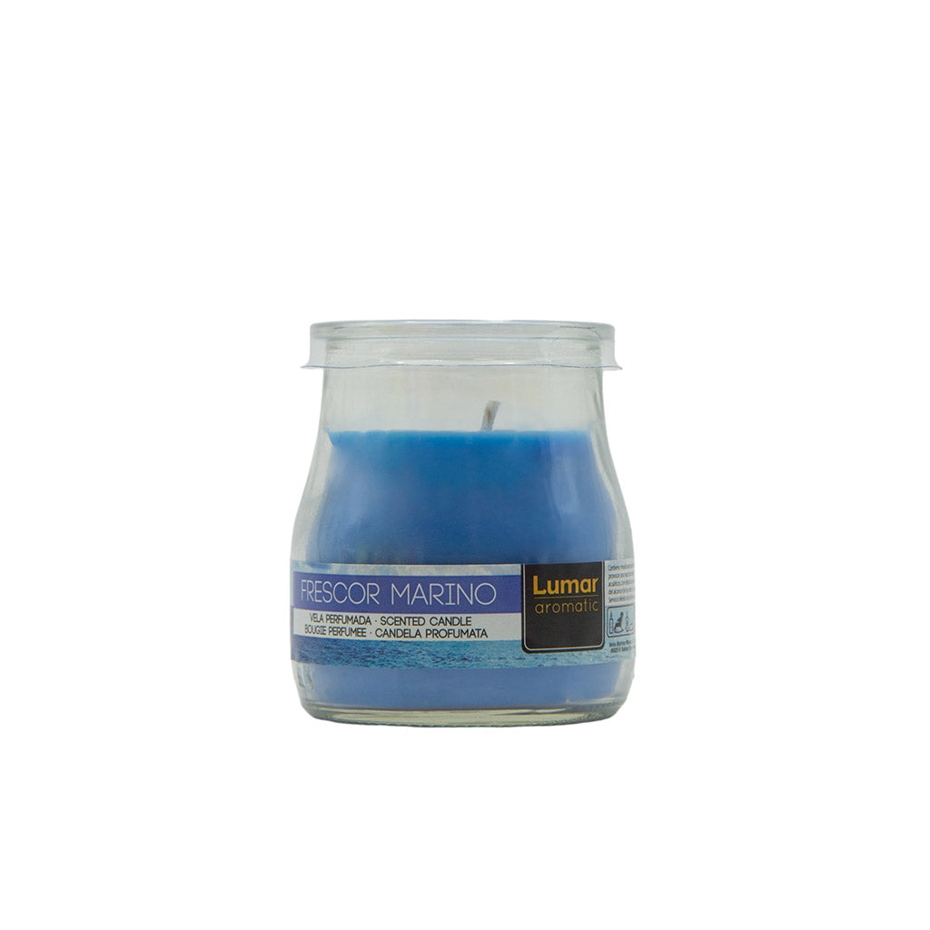 LUMAR AROMATIC OCEAN BREEZE SCENTED YOGURT GLASS CANDLE JAR 100GM 24HRS. PS109075 \\\KD33320