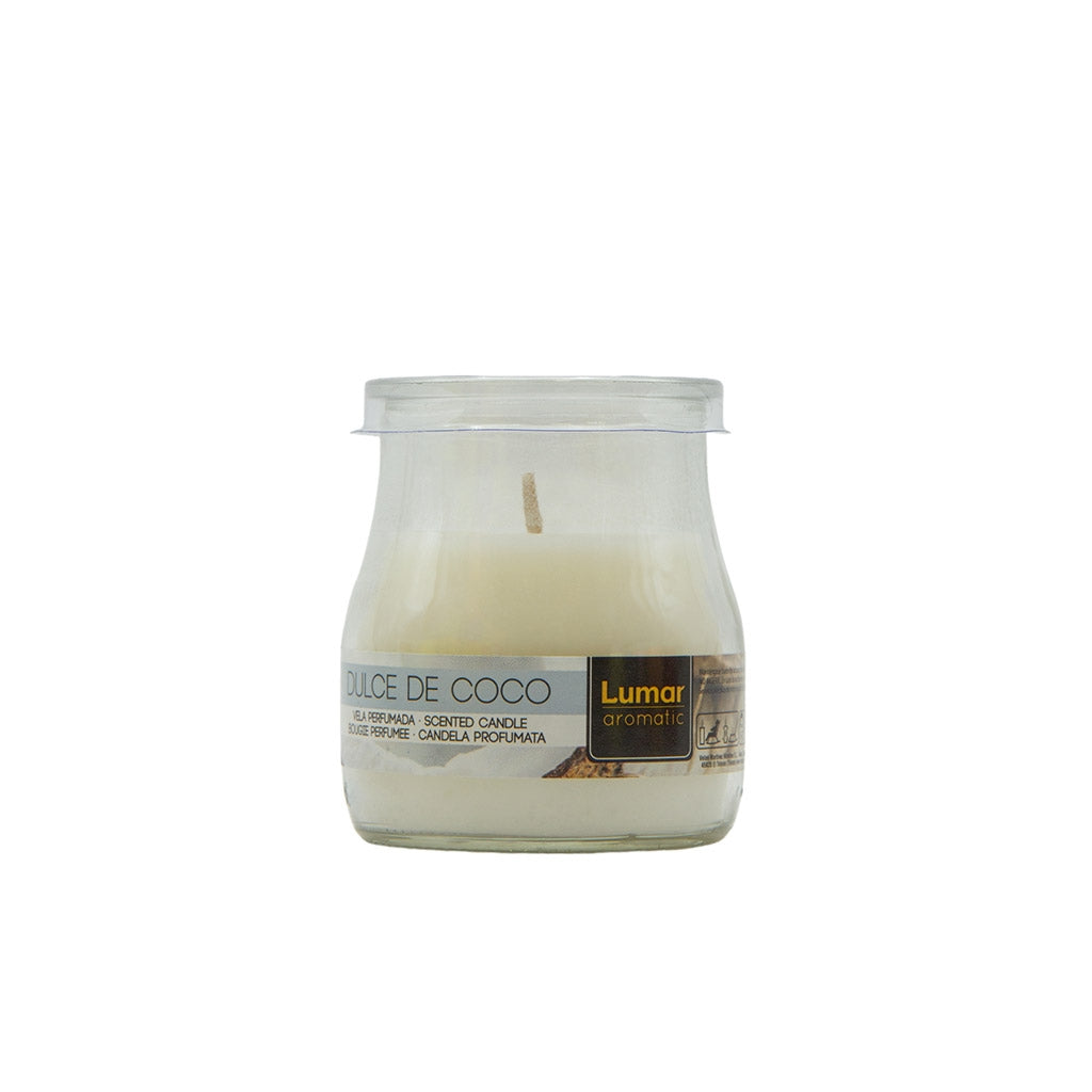 LUMAR AROMATIC COCONUT SCENTED YOGURT GLASS CANDLE JAR 100GM 24HRS. PS109017 \\\KD33321