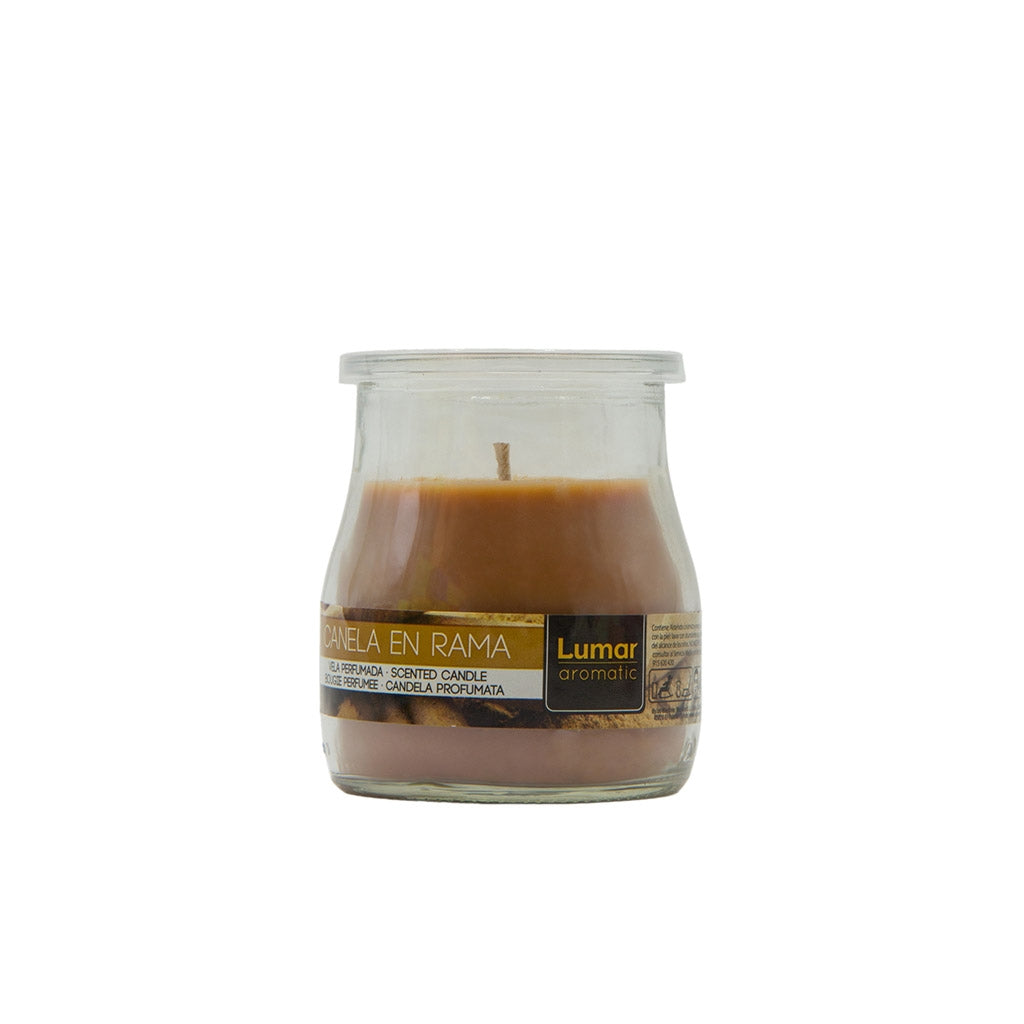 LUMAR AROMATIC CINNAMON SCENTED YOGURT GLASS CANDLE JAR 100GM 24HRS. PS109019 \\\KD33324