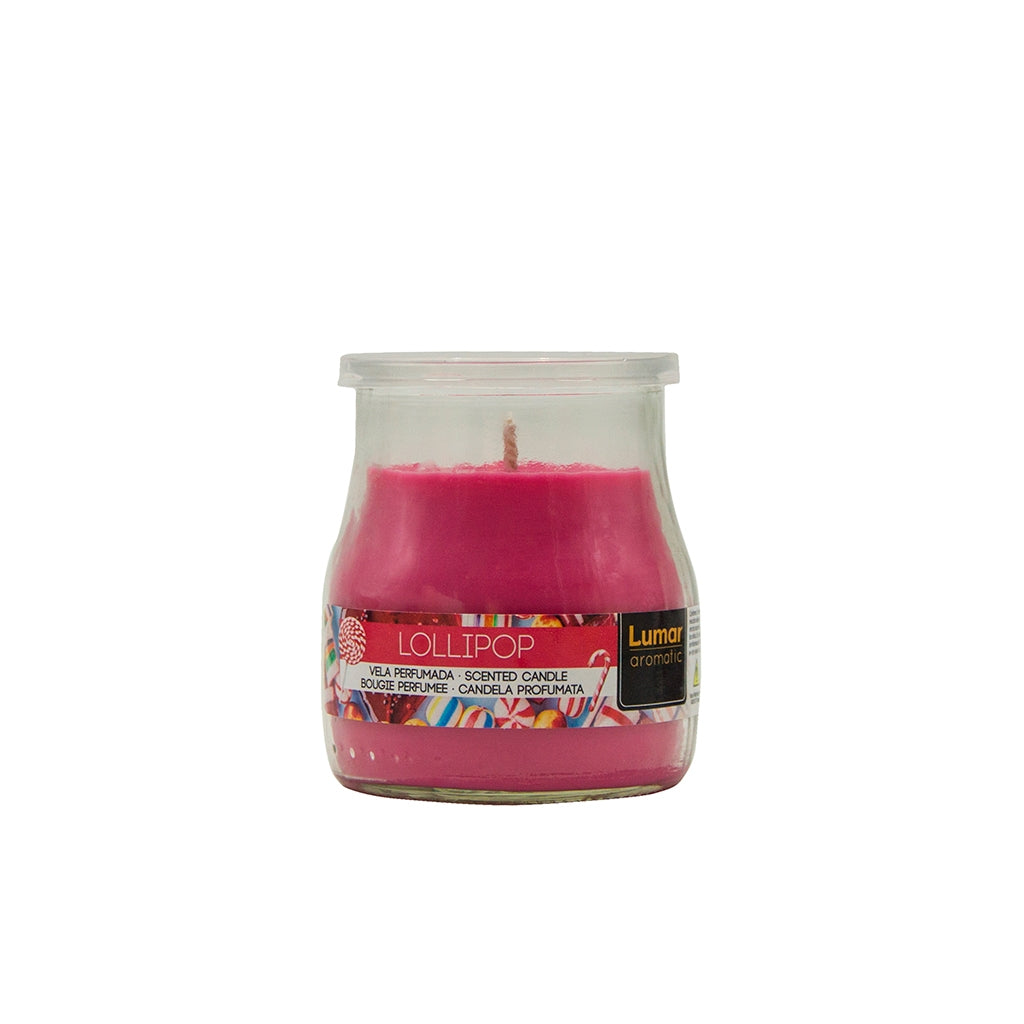 LUMAR AROMATIC LOLLIPOP SCENTED YOGURT GLASS CANDLE JAR 100GM 24HRS. PS109408 \\\KD33326