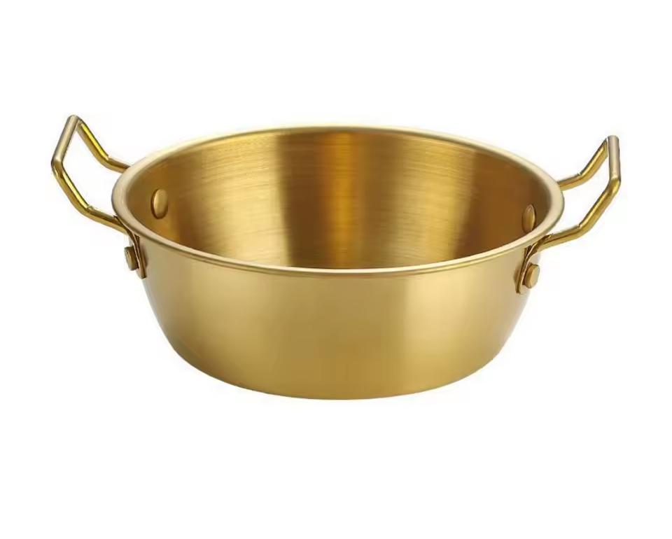GOLD PLATED SERVING BLATI DISH WITH HANDLE 13CM. TS60608 \\\KD33338