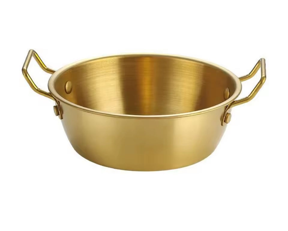 GOLD PLATED SERVING BLATI DISH WITH HANDLE 15CM. TS60609 \\\KD33339