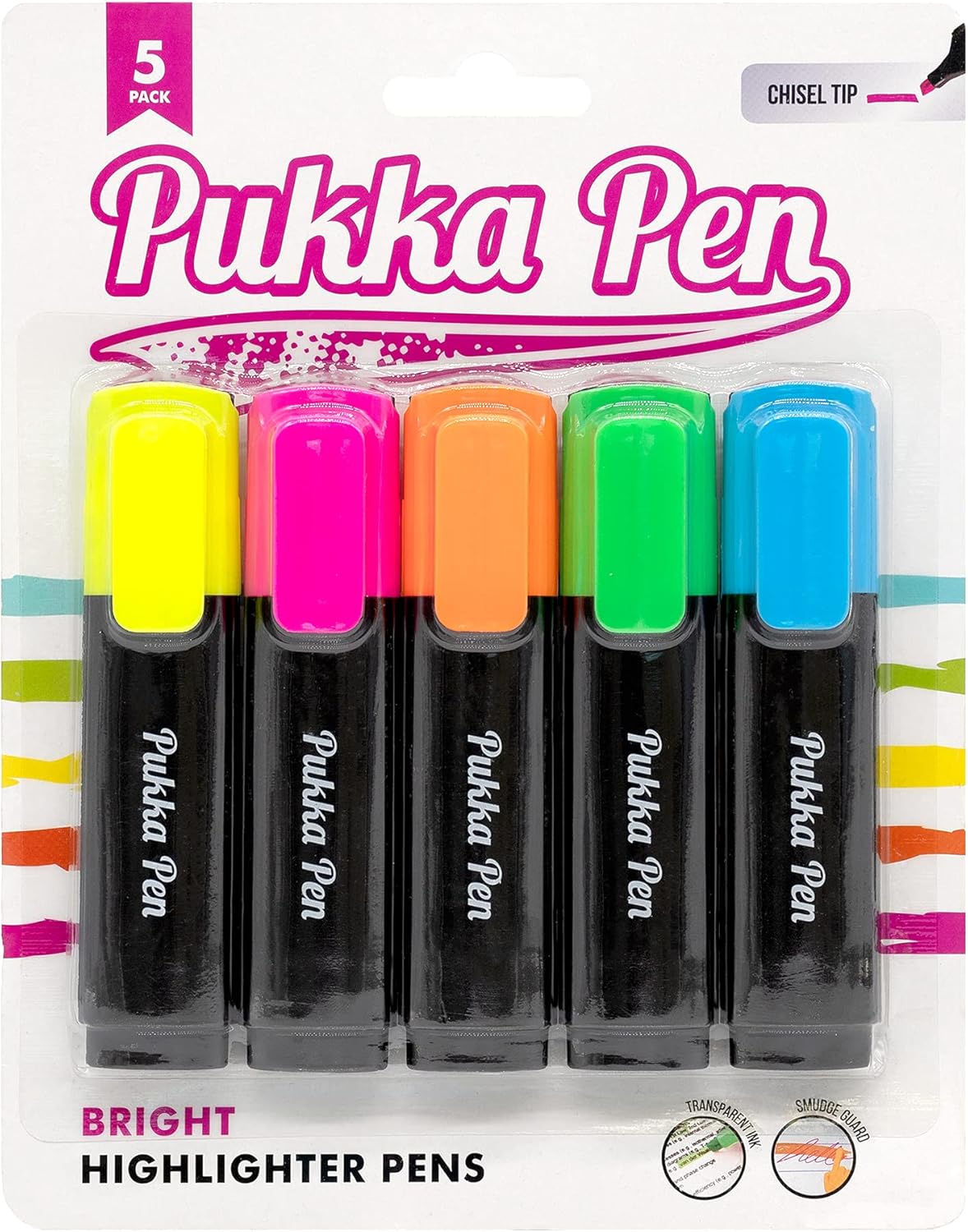 PUKKA BRIGHT HIGHLIGHTER PEN 5/PK. 9604-PEN \\\KD33376