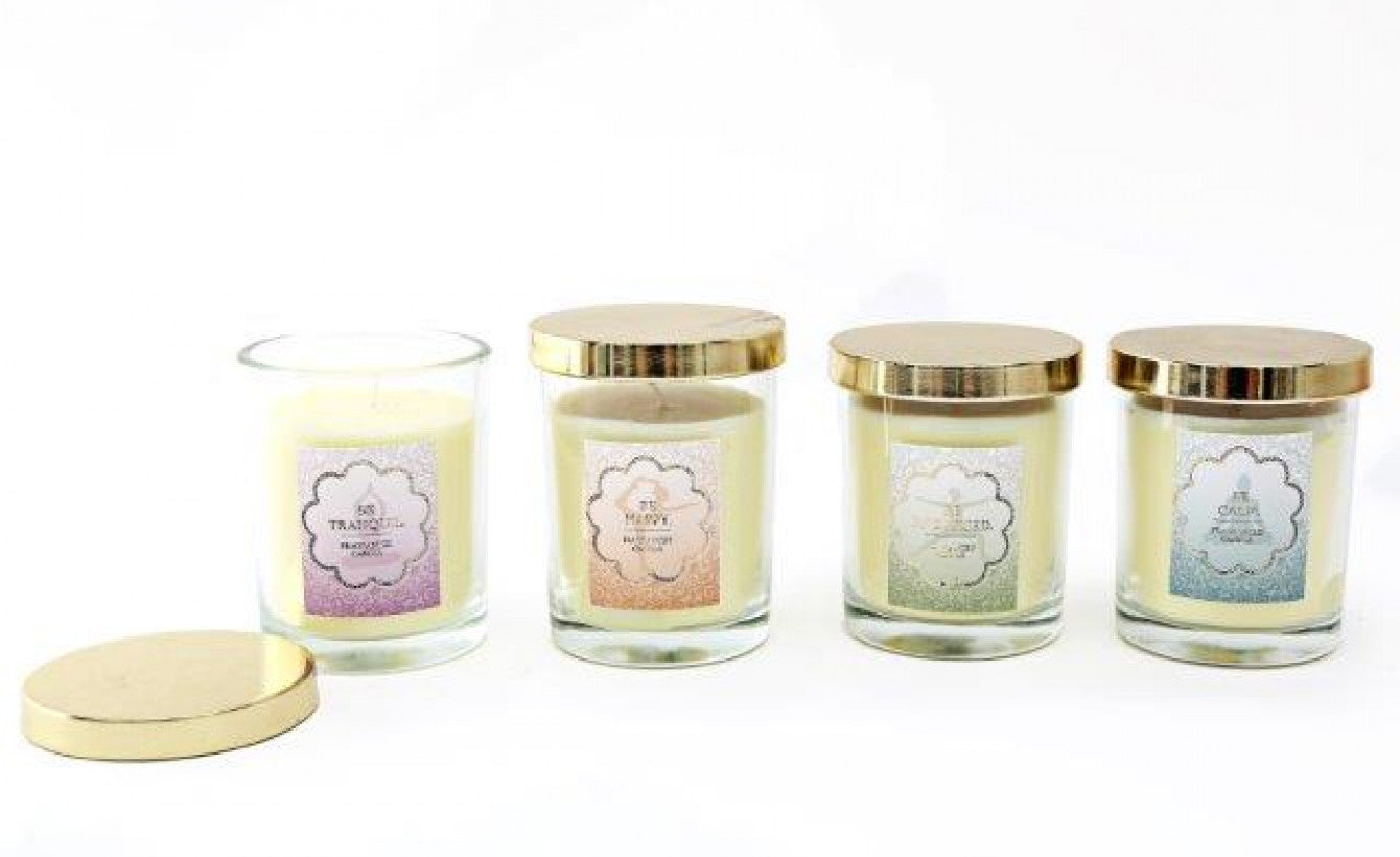 ASSORTED FRAGNANCE YOGA CANDLE POT WITH LID 9CM X 8.5CM. FR1332 \\\KD33411
