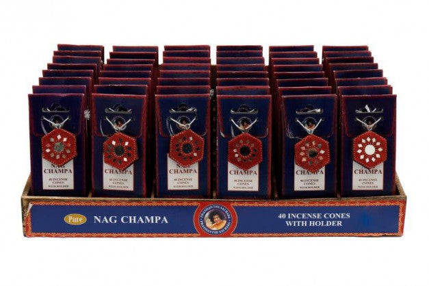 PURE NAGCHAMPA INCENSE CONES 40/PK WITH HOLDER. FR1278 \\\KD33416