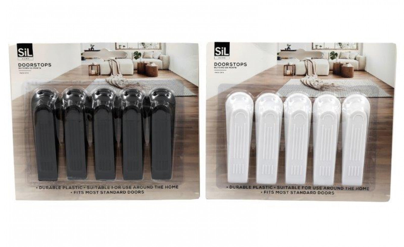 SIL ASSORTED DURABLE PLASTIC DOOR STOP 5/PK. HH6016 \\\KD33427