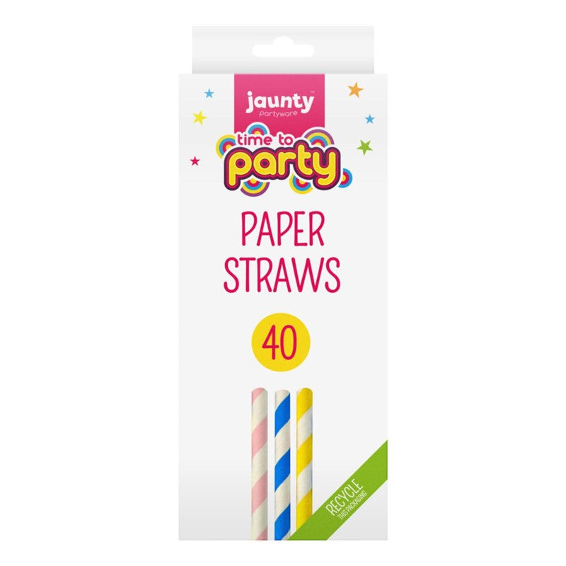 JAUNTY PARTYWARE TIME TO PARTY PAPER STRAWS 40/PK. OL317216 \\\KD33458