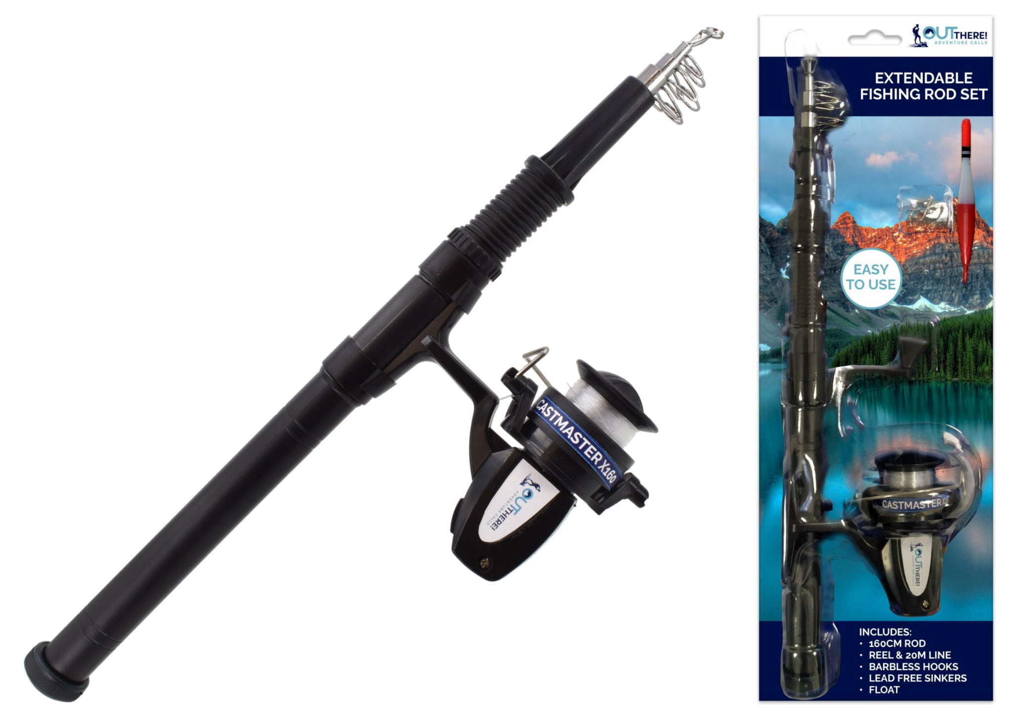 OUTTHERE EXTANDABLE FISHING ROD WITH FLOAT & HOOKS SET. TY1997 \\\KD33480