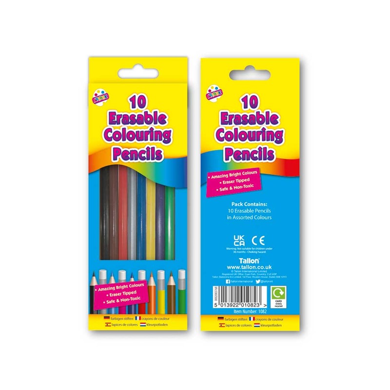 ARTBOX ASSORTED ERASABLE COLOURING PENCILS 10/PK. TA1082 \\\KD33483
