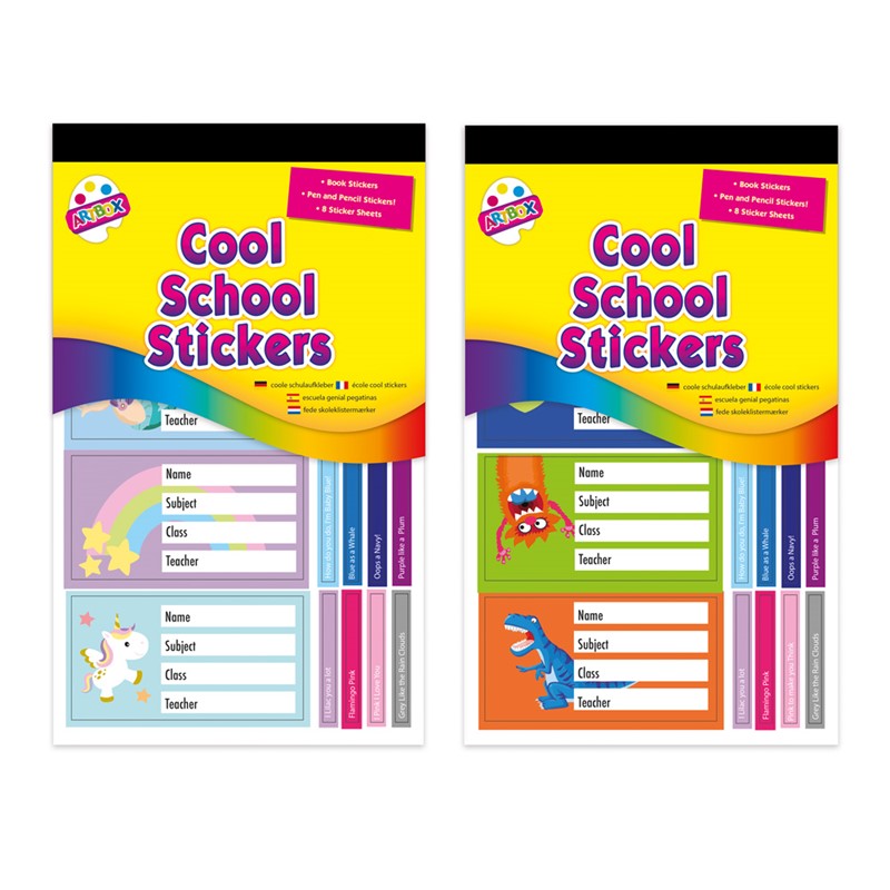 ARTBOX ASSORTED SUPER COOL SCHOOL STICKER BOOK. TA6929 \\\KD33492