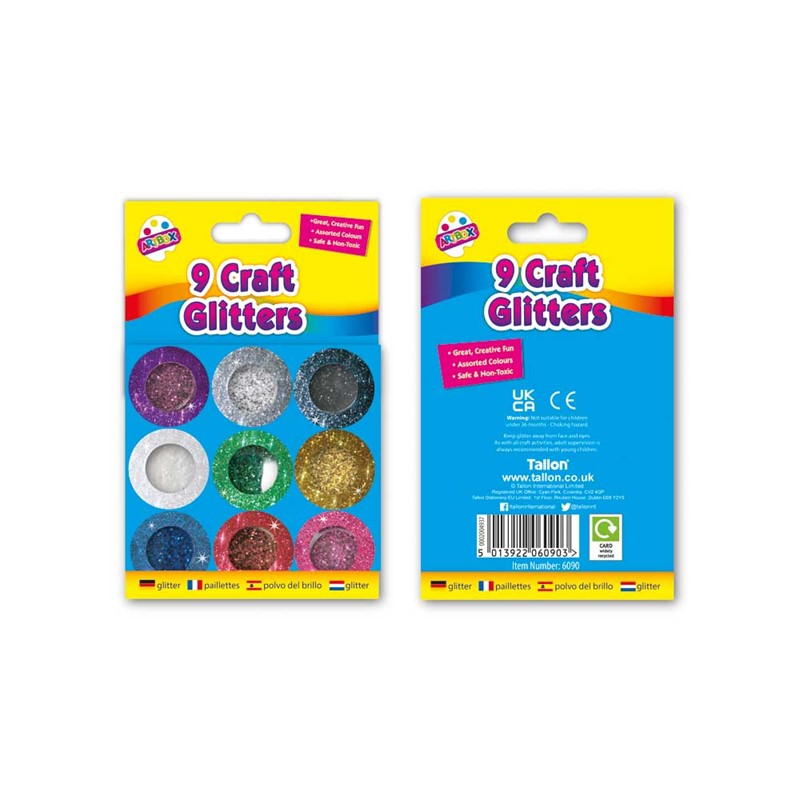 ARTBOX 9 PCS METTALIC COLOUR GLITTER POTS. TA6090 \\\KD33497