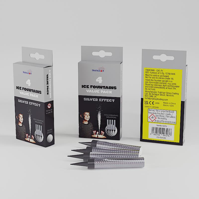 SILVER EFFECTS ICE FOUNTAINS VALUE PACK 4/PK. CR-93276 \\\KD33604