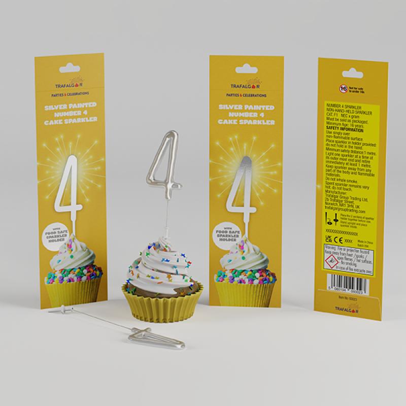 TRAFALGAR SILVER PAINTED CAKE SPARKLER - NO 4. CR-93023 \\\KD33615