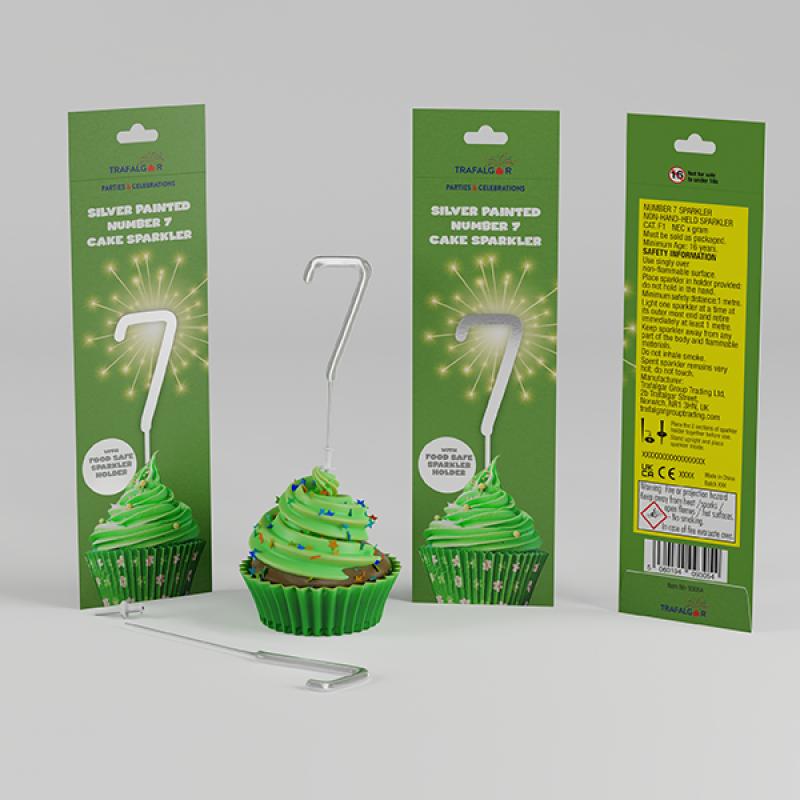 TRAFALGAR SILVER PAINTED CAKE SPARKLER - NO 7. CR-93054 \\\KD33618