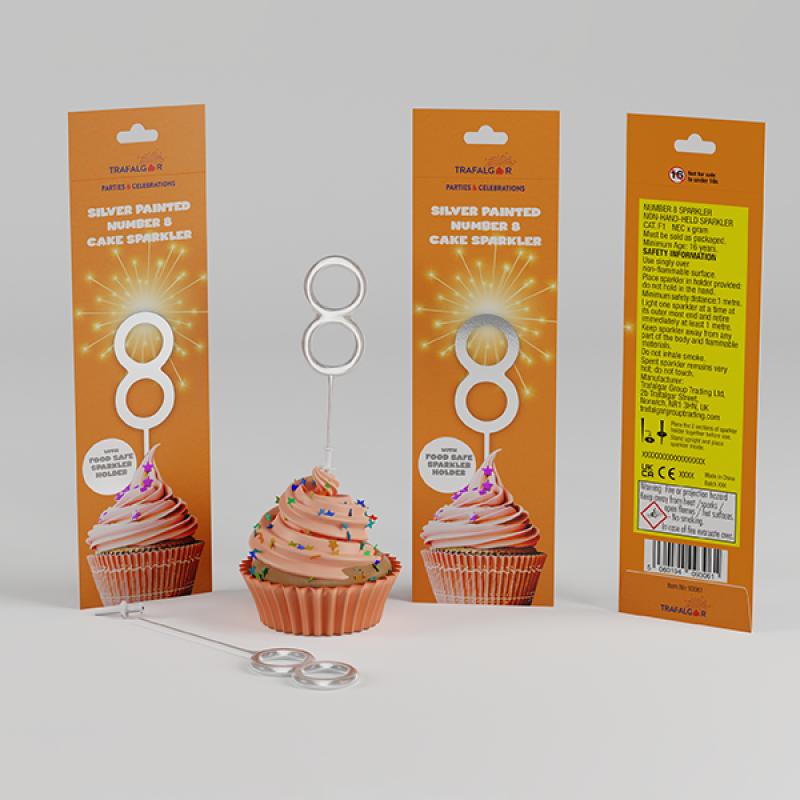TRAFALGAR SILVER PAINTED CAKE SPARKLER - NO 8. CR-93061 \\\KD33619