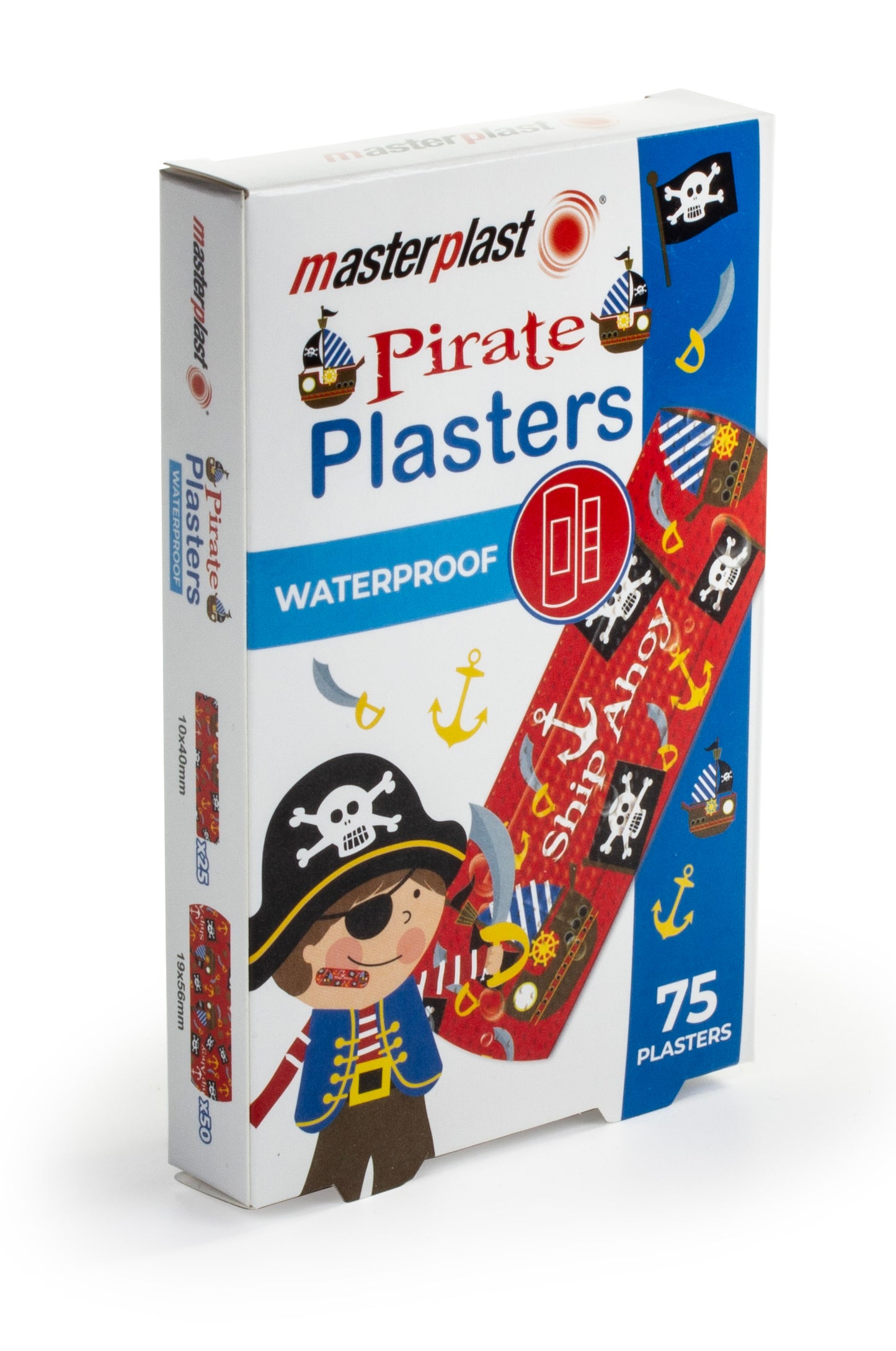 MASTERPLAST ASSORTED WATERPROOF PIRATE PLASTERS 75/PK \\\KD33701