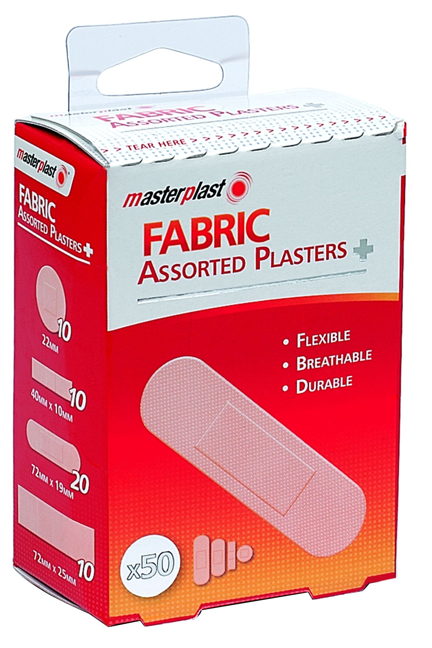 MASTERPLAST FABRIC ASSORTED PLASTERS 50/PK \\\KD33703