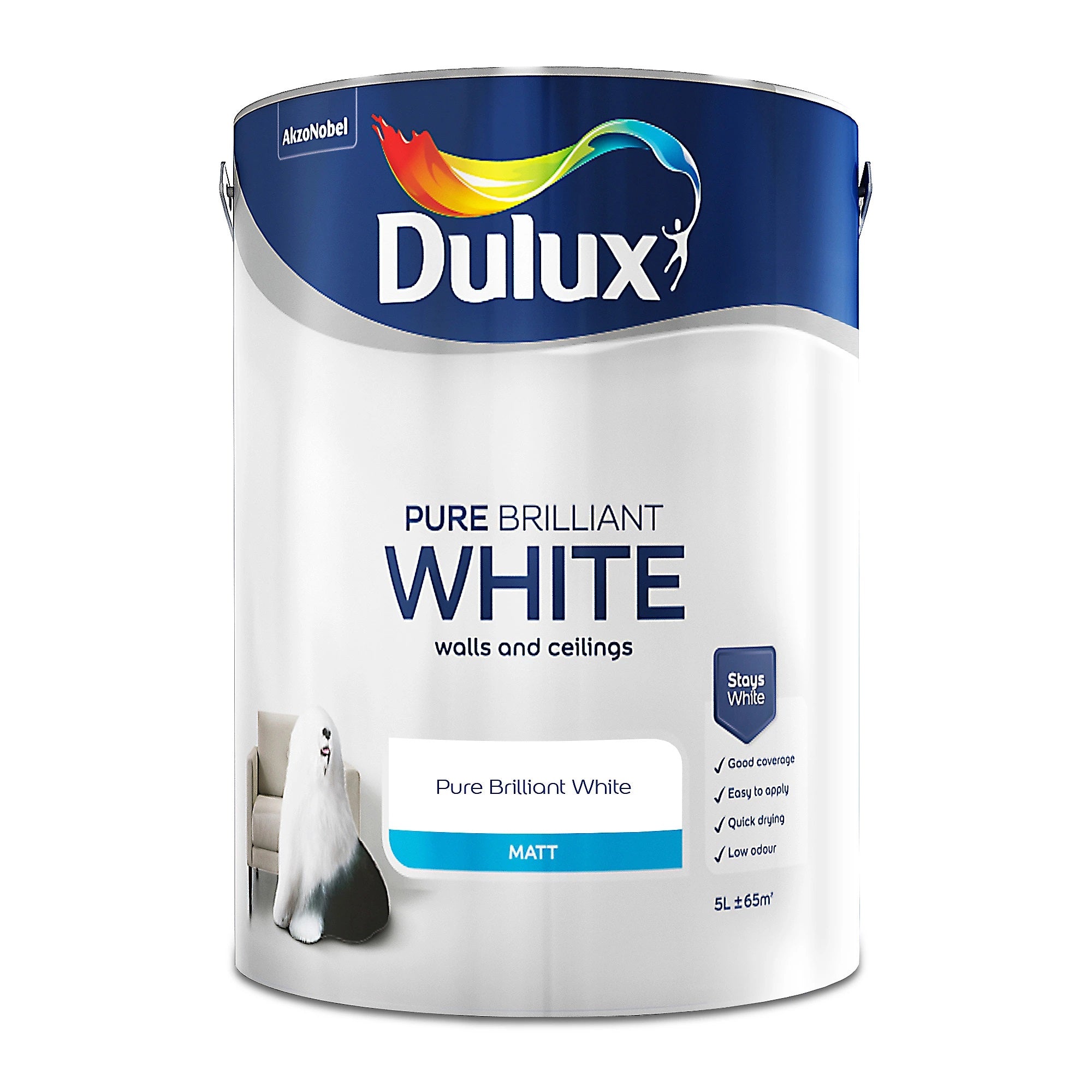 DULUX MATT PURE BRILLIANT WHITE 5LTR \\\KD33716