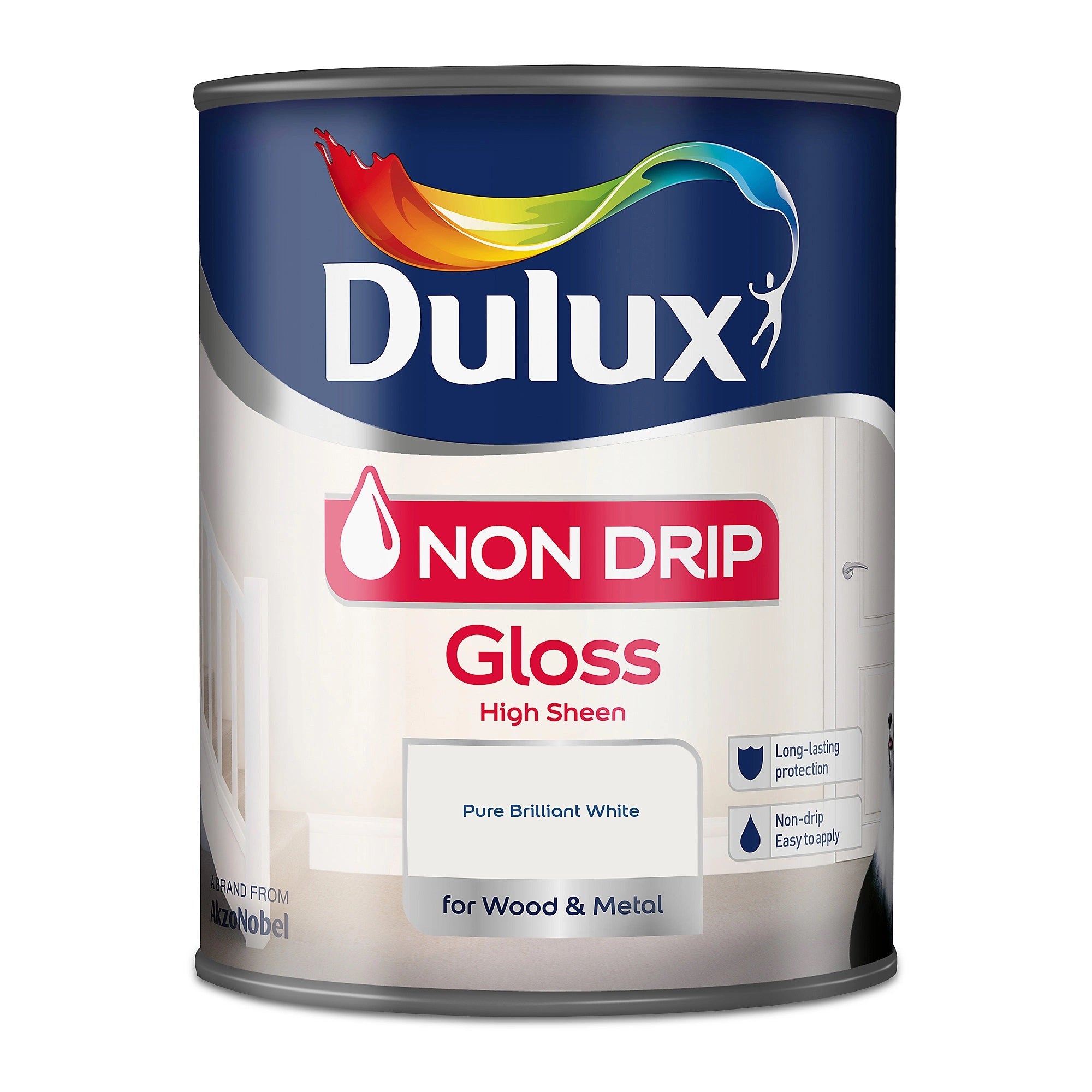 DULUX NON DRIP GLOSS PURE BRILLIANT WHITE 750ML \\\KD33718