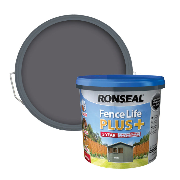 RONSEAL FENCE LIFE PLUS FENCE & SHED WOOD PAINT SALTE 5LTR \\\KD33736