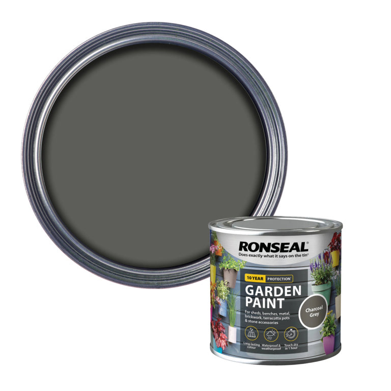 RONSEAL OUTDOOR GARDEN PAINT CHARCOAL GREY 250ML \\\KD33751