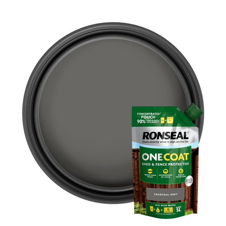 RONSEAL ONE COAT SHED & FENCE PROTECTOR CHARCOAL GREY 950ML WOOD PAINT \\\KD33759