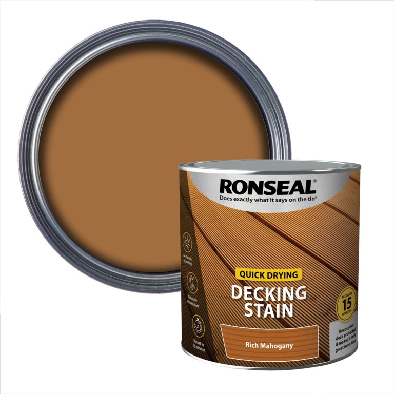 RONSEAL QUICK DRYING DECKING STAIN RICH MAHOGANY 2.5LTR \\\KD33762
