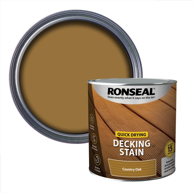 RONSEAL QUICK DRYING DECKING STAIN COUNTRY OAK 2.5LTR \\\KD33765