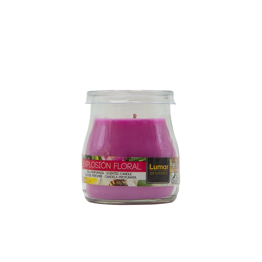 LUMAR AROMATIC FLORAL EXPLOSION SCENTED YOGURT GLASS CANDLE JAR 100GM 24HRS \\\KD33778