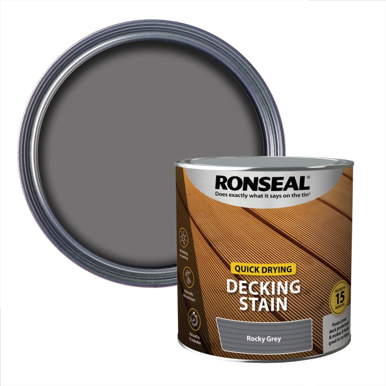 RONSEAL QUICK DRYING DECKING STAIN ROCKY GREY 2.5LTR \\\KD33788
