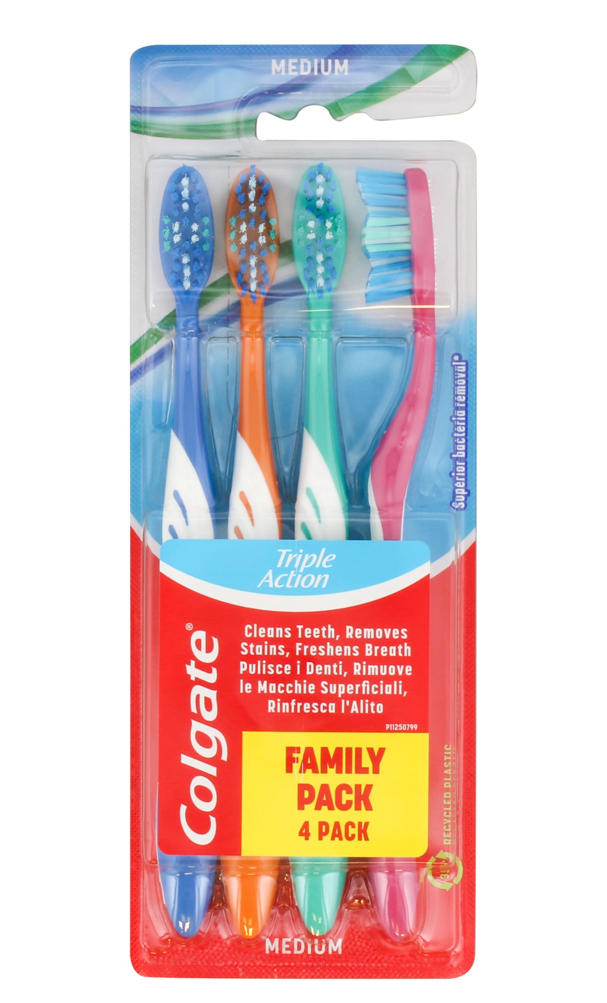 COLGATE TRIPLE ACTION MEDIUM FAMILY PACK TOOTH BRUSH 4/PK \\\KD33815