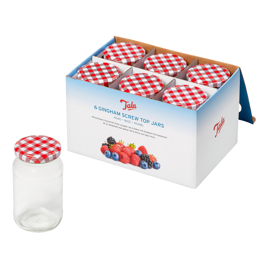 TALA GINGHAM SCREW LID TOP JARS 16OZ 454ML 6/PK \\\KD33827