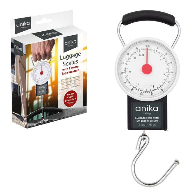 ANIKA LUGGAGE WEIGHING SCALES WITH MEASURING TAPE 1MTR \\\KD33849