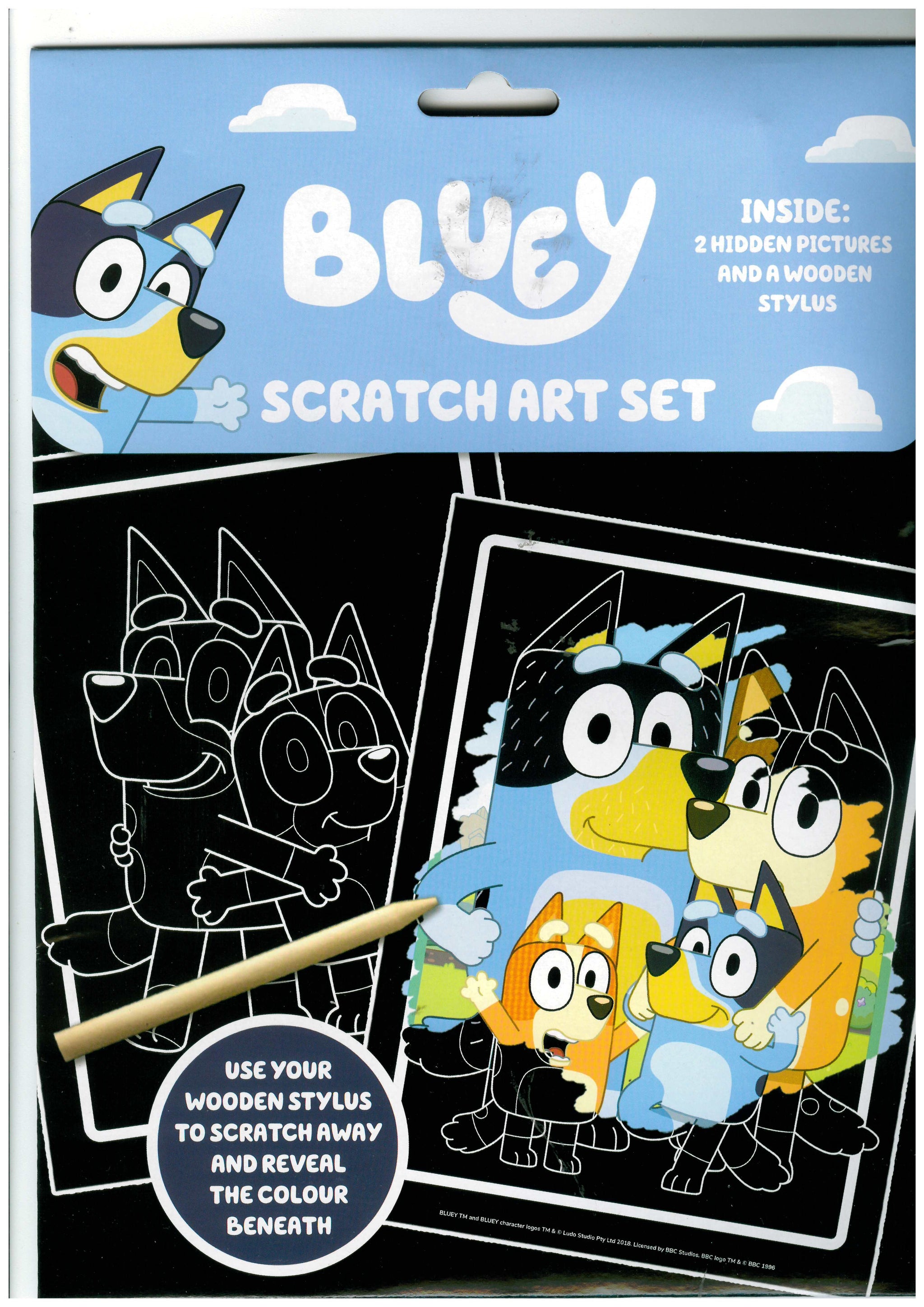 BLUEY SCRATCH ART SET WITH WOODEN STYLUS \\\KD33858