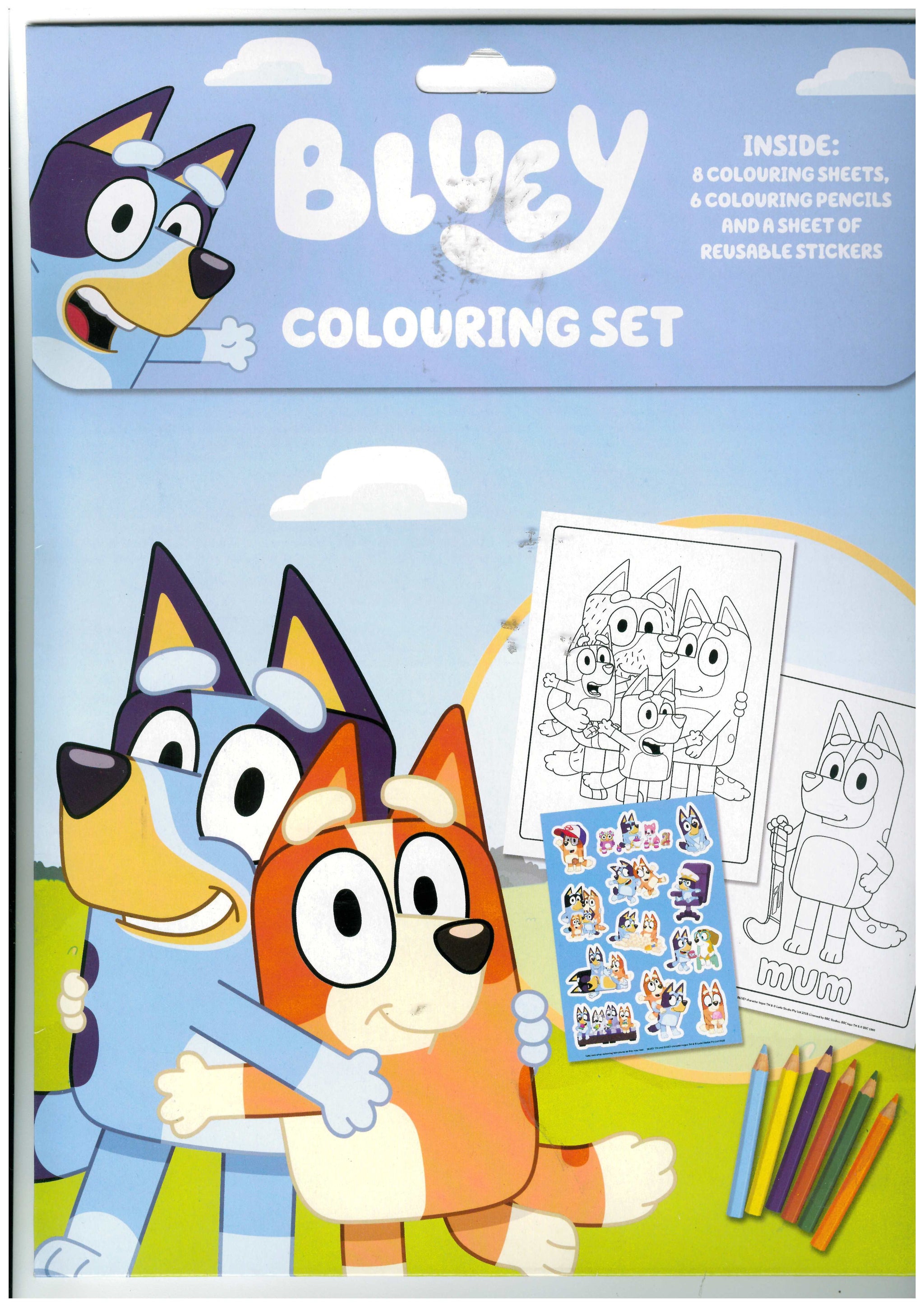 BLUEY STICKER COLOURING SET WITH PENCILS \\\KD33859