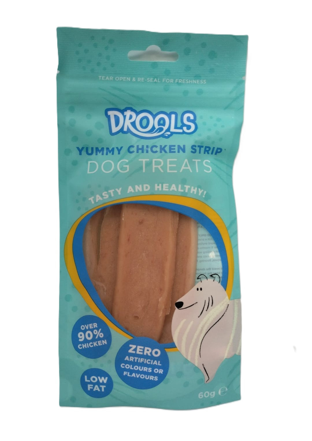 DROOLS YUMMY CHICKEN STRIP DOG TREATS 60GM \\\KD33895