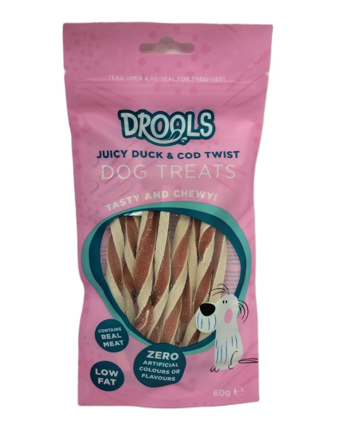 DROOLS JUICY DUCK & COD TWIST DOG TREATS 60GM \\\KD33896