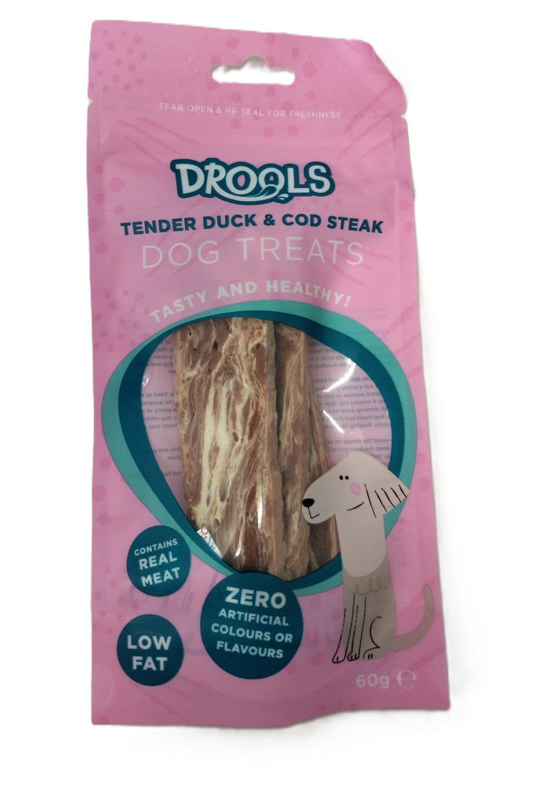 DROOLS TENDER DUCK & COD STEAK DOG TREATS 60GM \\\KD33898