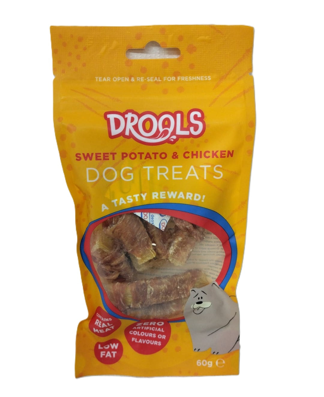 DROOLS SWEET POTATO & CHICKEN DOG TREATS 60GM \\\KD33899