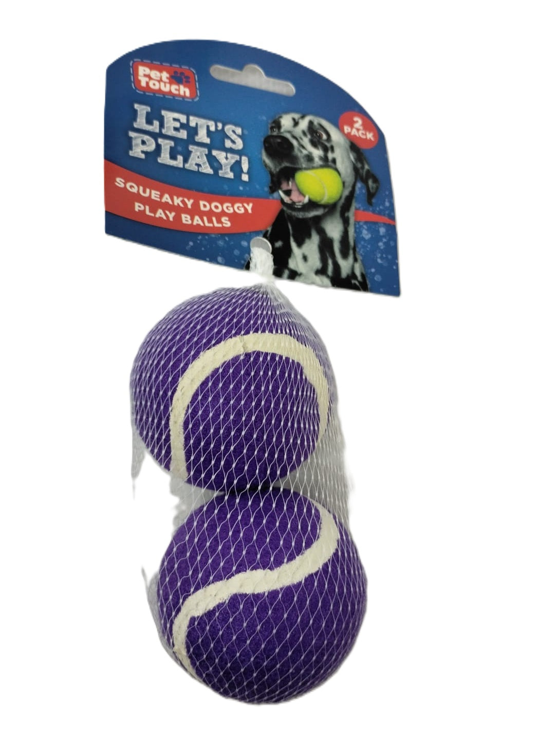 PET TOUCH SQUEAKY DOGGY PLAY BALLS 2/PK \\\KD33904