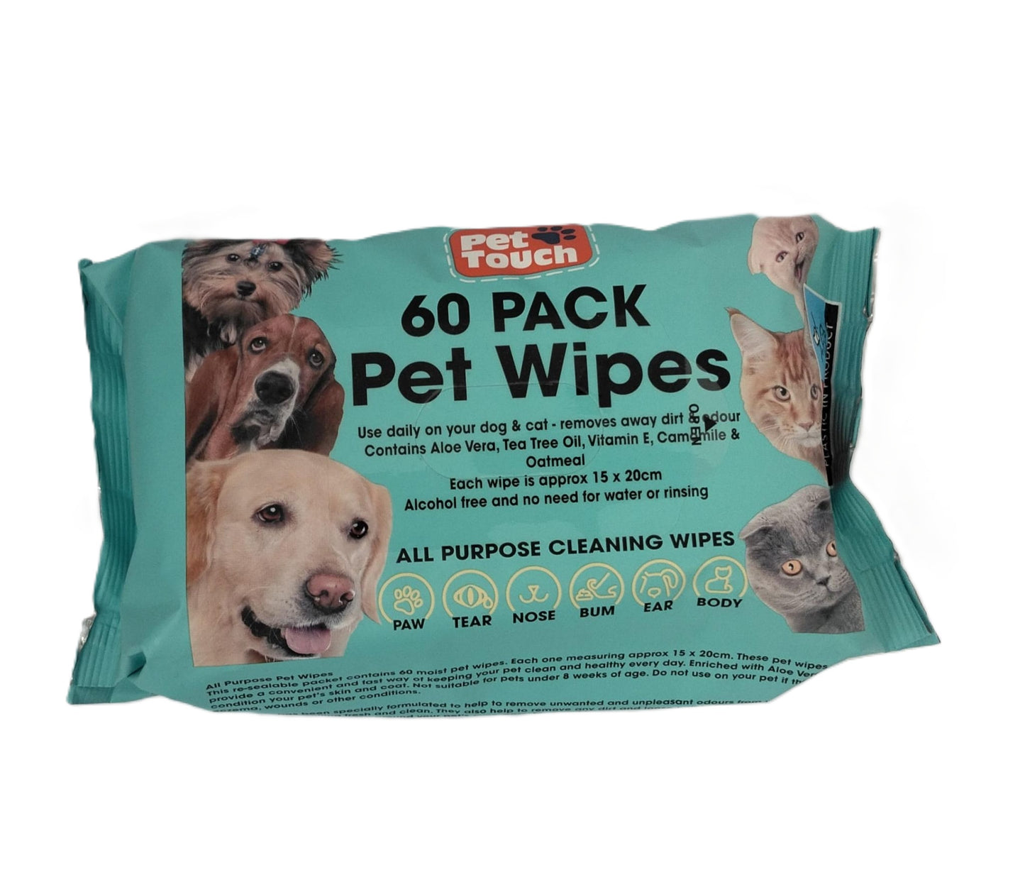 PET TOUCH MULTI PURPOSE PET WIPES 60/PK \\\KD33927