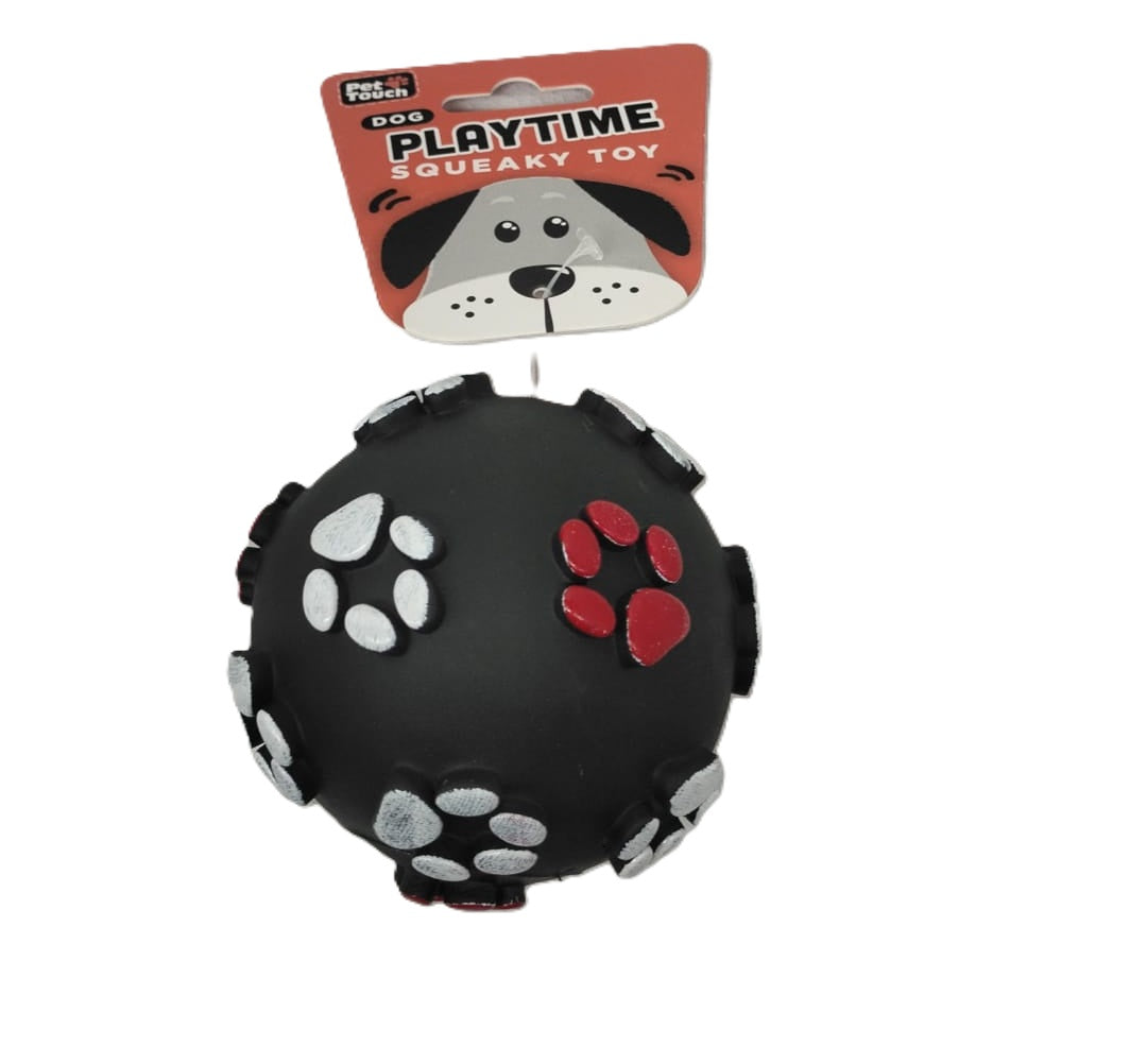 PET TOUCH ASSORTED SQUEAKY BALL WITH PAWS DOG TOY \\\KD33935