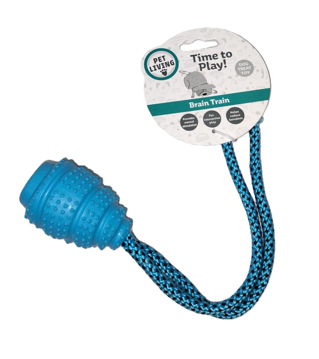 PET LIVING ASSORTED TIME TO PLAY TPR TREAT DOG TOY WITH ROPE - SMALL \\\KD33948