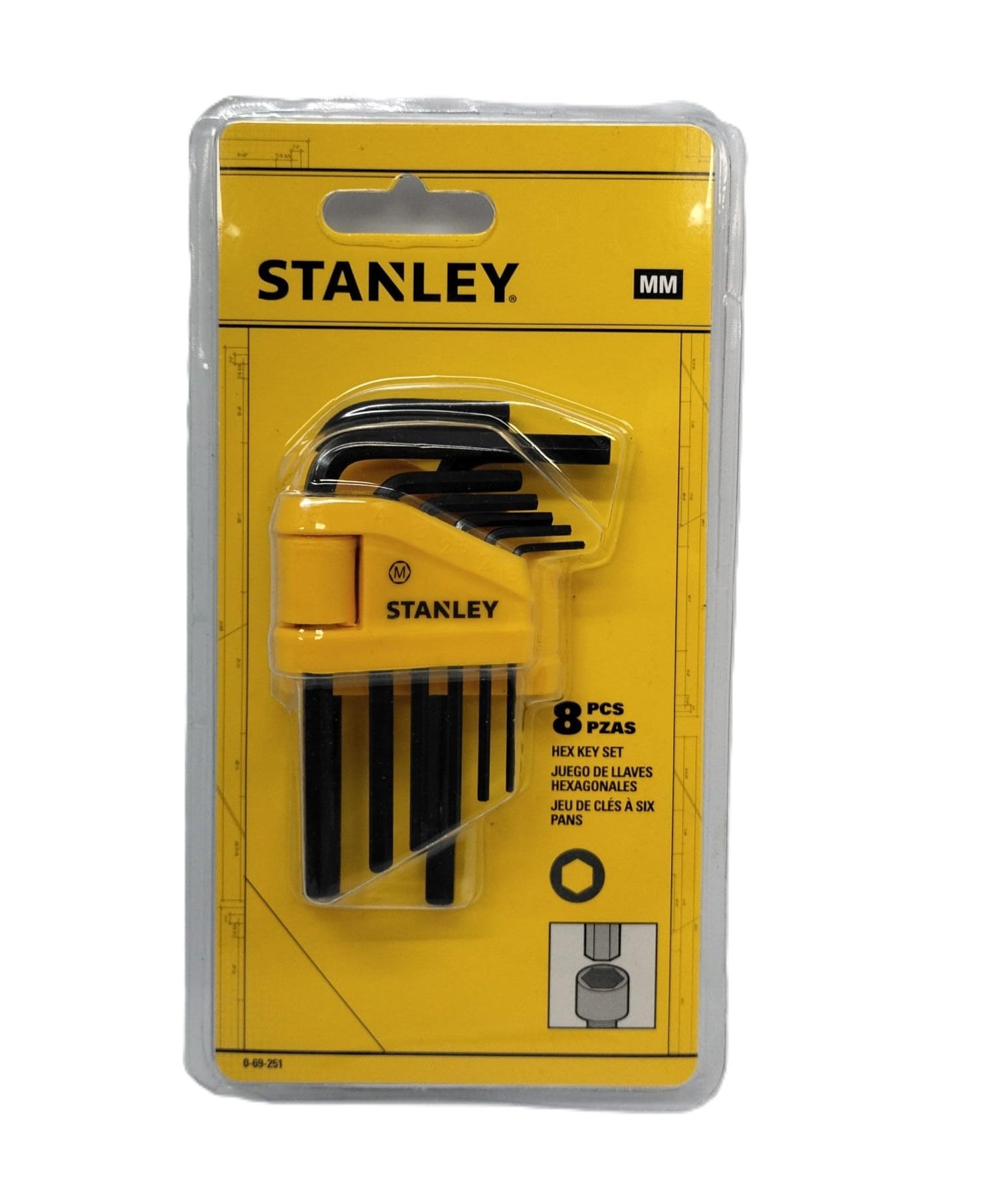 STANLEY 8 PCS METRIC HEXAGON ALLENKEY KEY SET \\\KD33957