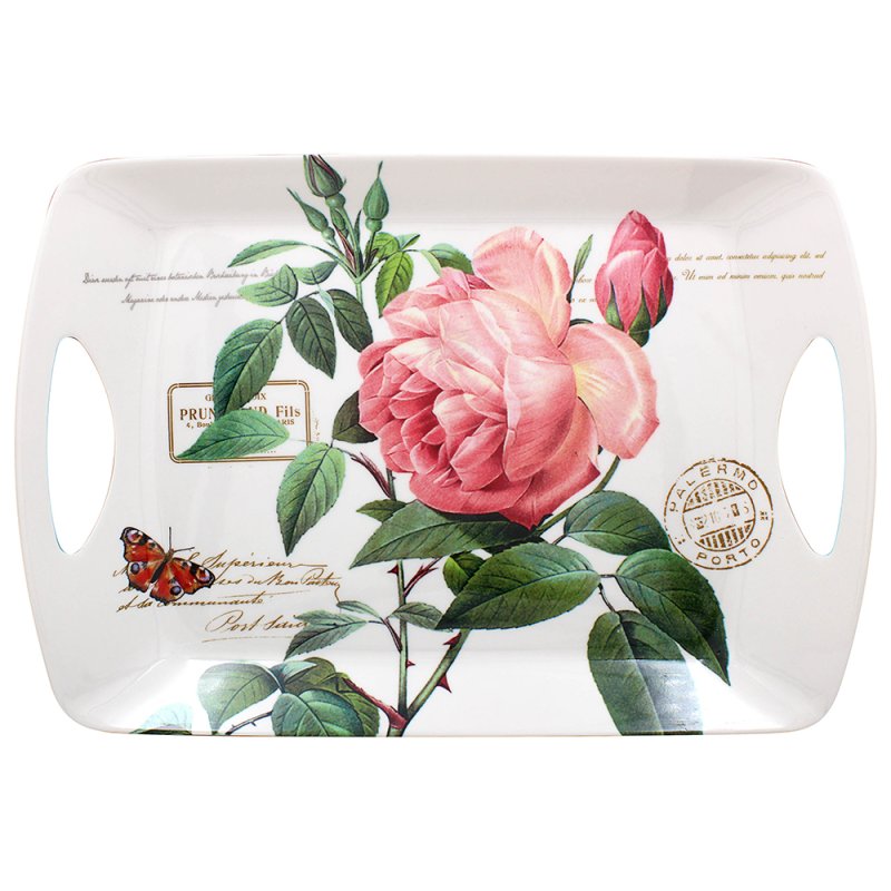 THE LEONARDO COLLECTION REDOUTE ROSE LARGE TRAY48 X 33CM \\\KD33981