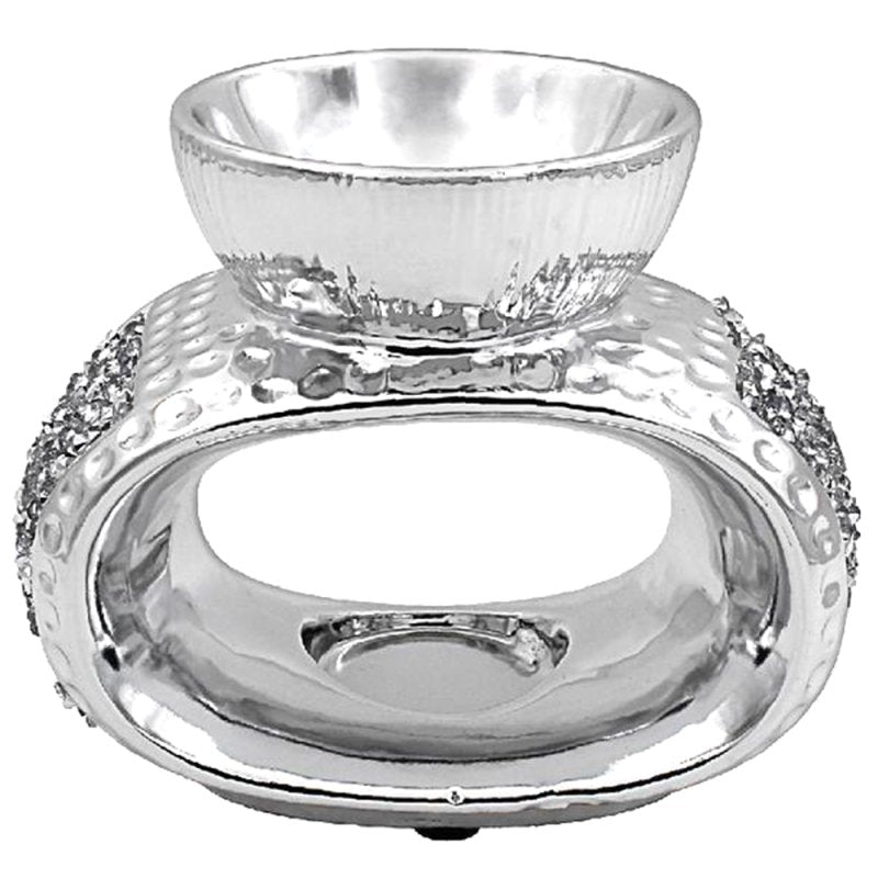 SILVER SPARKLE OVAL WAX / OIL WARMER \\\KD33982