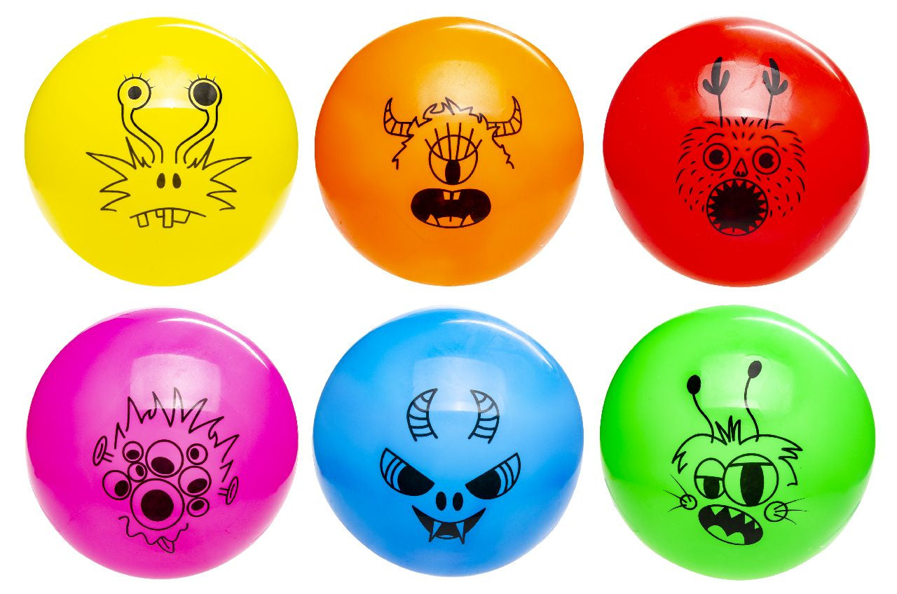 ASSORTED PVC MONSTER FACE BALL 22CM \\\KD33998