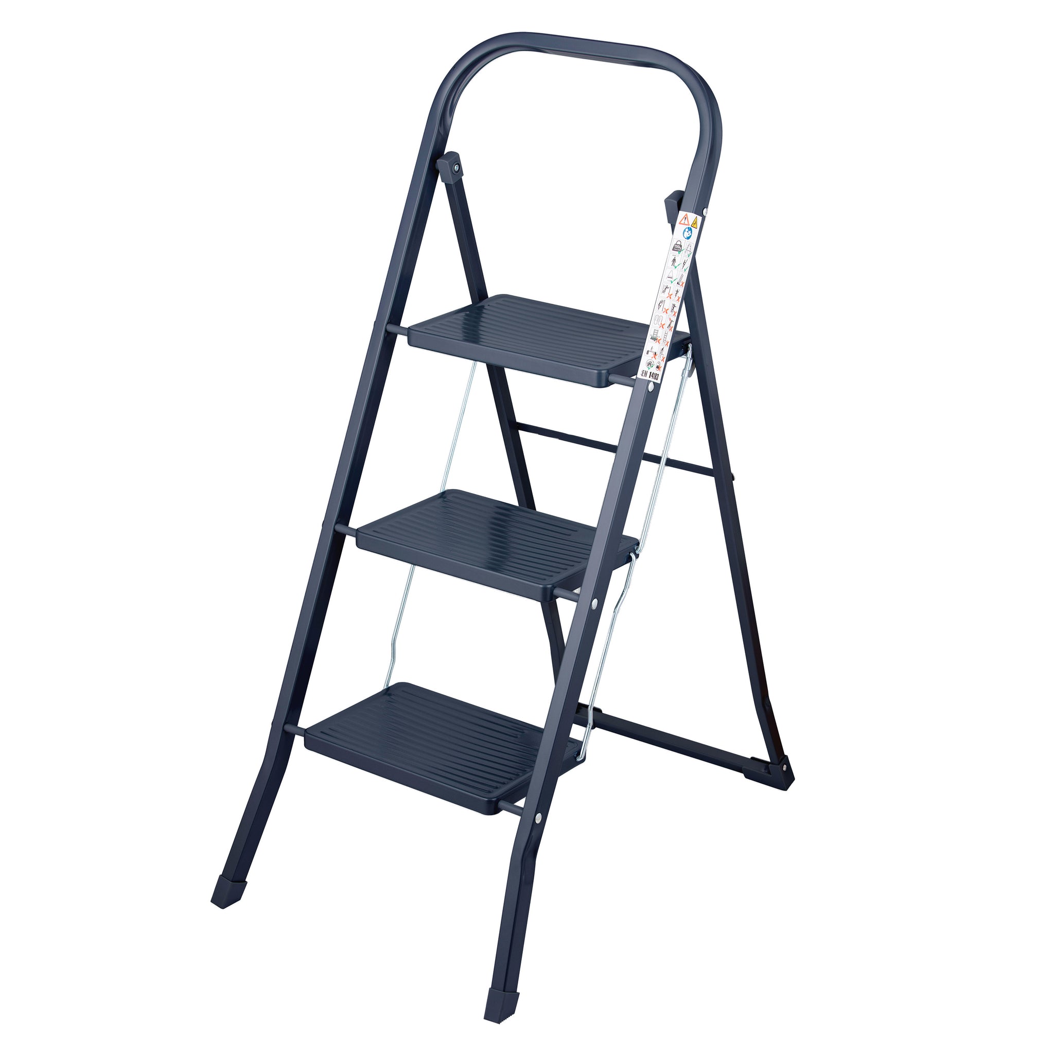 OURHOUSE STAINLESS STEEL 3 TREAD STEP FOLDING LADDER \\\KD34258
