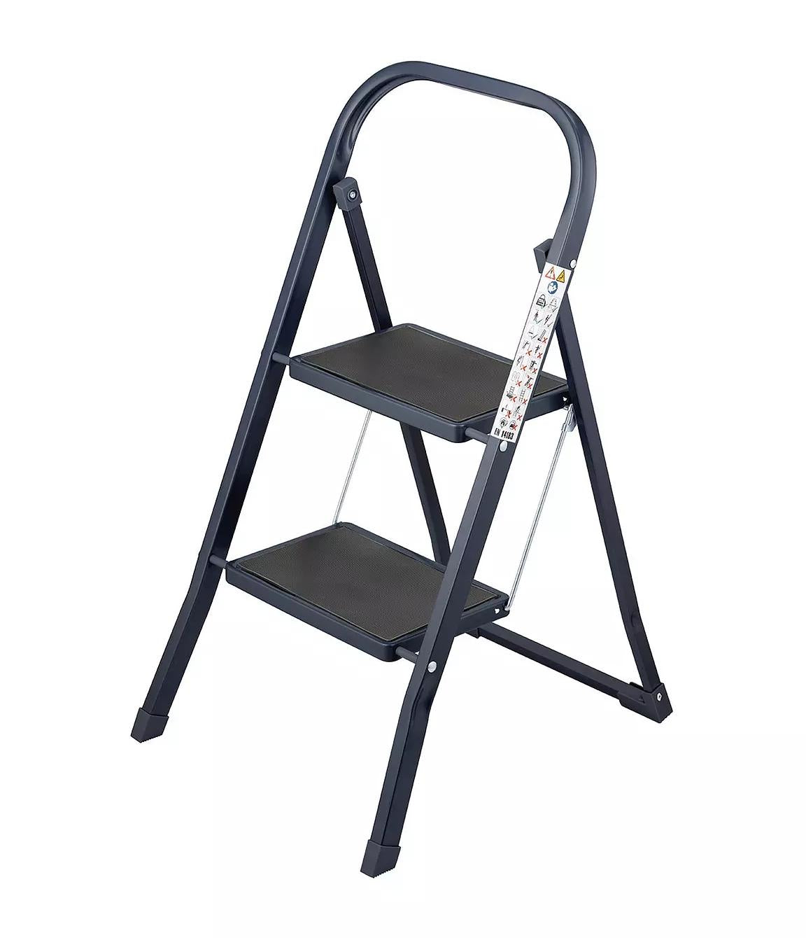 OURHOUSE STAINLESS STEEL 2 TREAD STEP FOLDING LADDER \\\KD34259