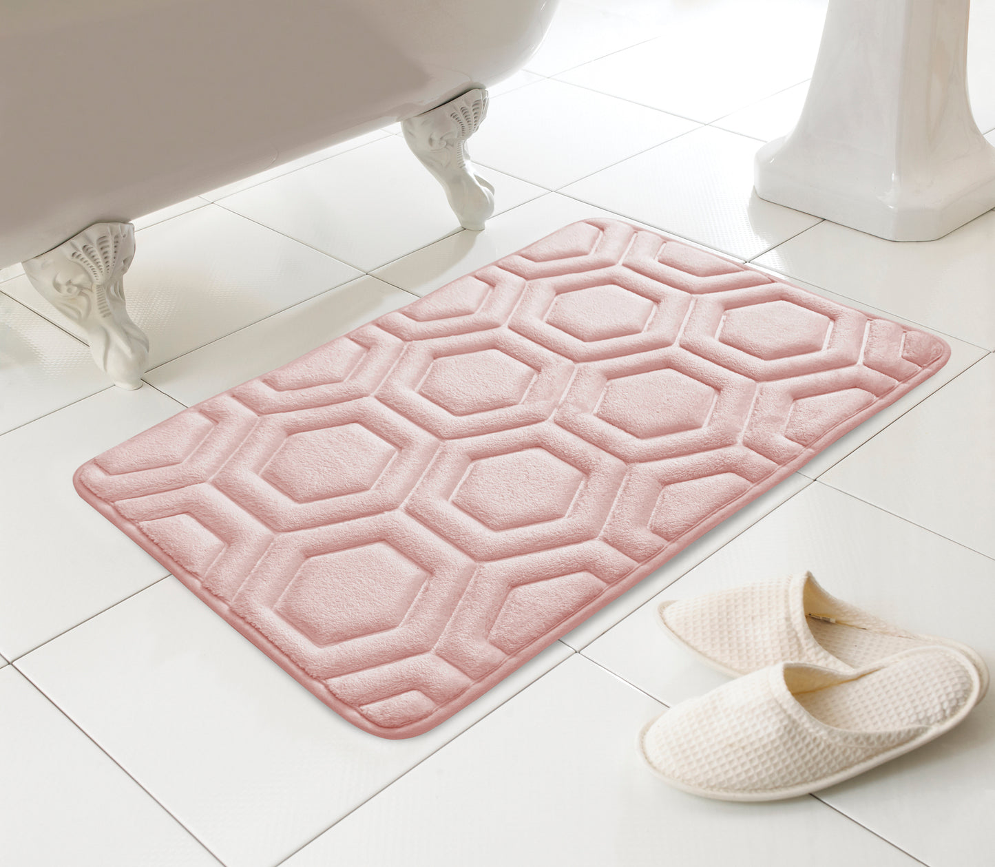 GEO DESIGN MEMORY FOAM NON-SLIP LUXURY BATH MAT RUG 43 X 61 CM \\\KD34269